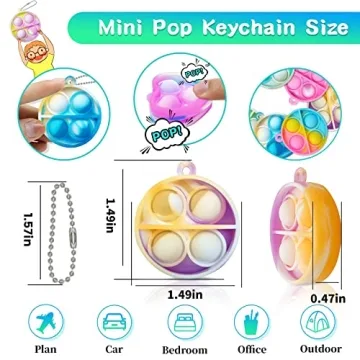 ONKULL Pop Fidget Keychain 30 Pack Colorful Fun Toys