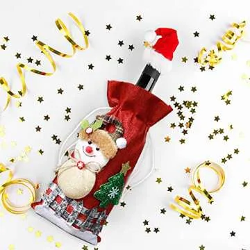 Festive Christmas Wine Bottle Cover Bags for Holidays