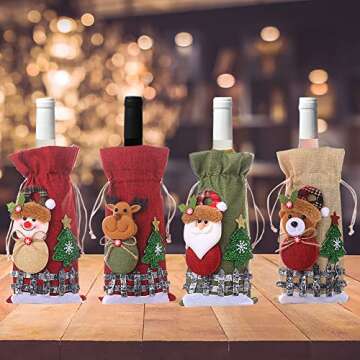 Festive Christmas Wine Bottle Cover Bags for Holidays