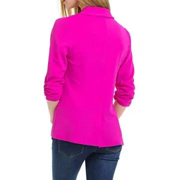 Stylish MINEFREE Women's Ruched Sleeve Blazer Jacket
