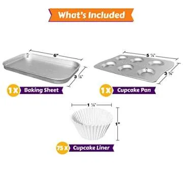 Kids' Oven Pan Set Compatible with Easy Bake Ultimate Oven | Accessories for Cooking Easy Bake Oven Mixes | Includes Cupcake Pan, Rectangular Bake Pan & (75) Cupcake Liners