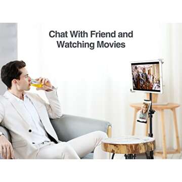 elitehood iPad Tripod Stand, 65-inch Height Adjustable iPad Stand Holder & iPad Floor Stand with 360° Rotating iPad Tripod Mount for iPad, iPad Air, iPad Pro 12.9 11 and All 4-14.5 Inch Tablets