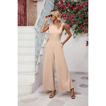 DIRASS Women's Sleeveless Jumpsuit - Casual Chic Outfits