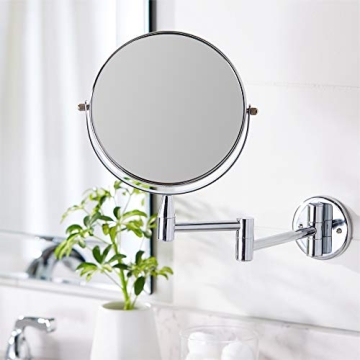 Round Chrome Vanity Mirror with 1X/5X Magnification
