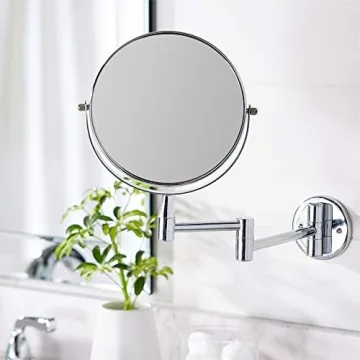 Round Chrome Vanity Mirror with 1X/5X Magnification