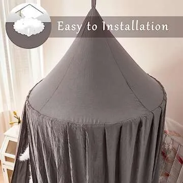 dix-rainbow Princess Decor Canopy for Kids Bed, Soft and Durable Bed Canopy for Girls Room Tent Canopy Dreamy Mosquito Net Bedding, Children Reading Nook Canopies Indoor(Grey)