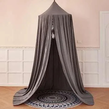 dix-rainbow Princess Decor Canopy for Kids Bed, Soft and Durable Bed Canopy for Girls Room Tent Canopy Dreamy Mosquito Net Bedding, Children Reading Nook Canopies Indoor(Grey)