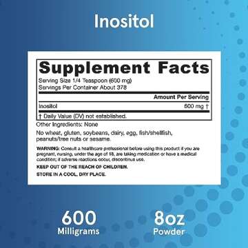 Jarrow Formulas Inositol 600 mg, Dietary Supplement for Cellular Health Support, 8 oz Powder, Approximately 378 Day Supply