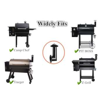SafBbcue Pellet Grill Smoke Stack Compatible with Pit Boss, Camp Chef, Z Grills and Other Pellet Smokers Grills Chimney, Upgraded Porcelain Steel Smoke Stack Kits for Traeger Smoke Stack, Black