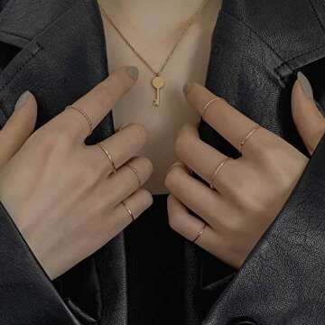 HAIAISO 30 Pcs Knuckle Rings - Stylish 14K Gold Plated