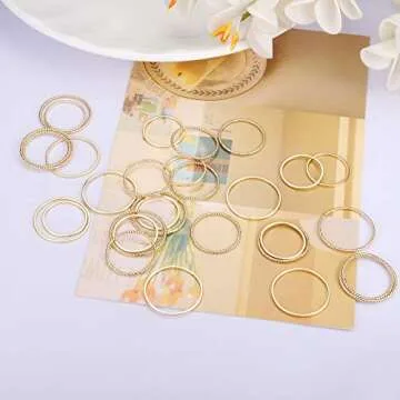 HAIAISO 30 Pcs Knuckle Rings - Stylish 14K Gold Plated