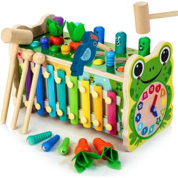 Montessori 6-in-1 Wooden Toy for Toddlers Ages 1-4