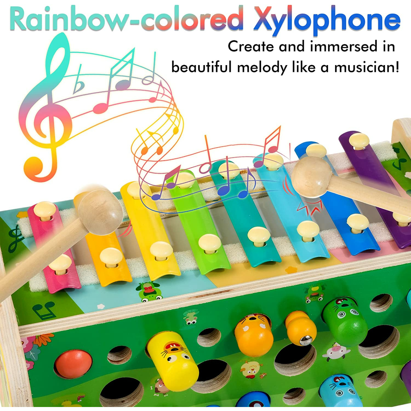 Montessori 6-in-1 Wooden Toy for Toddlers Ages 1-4