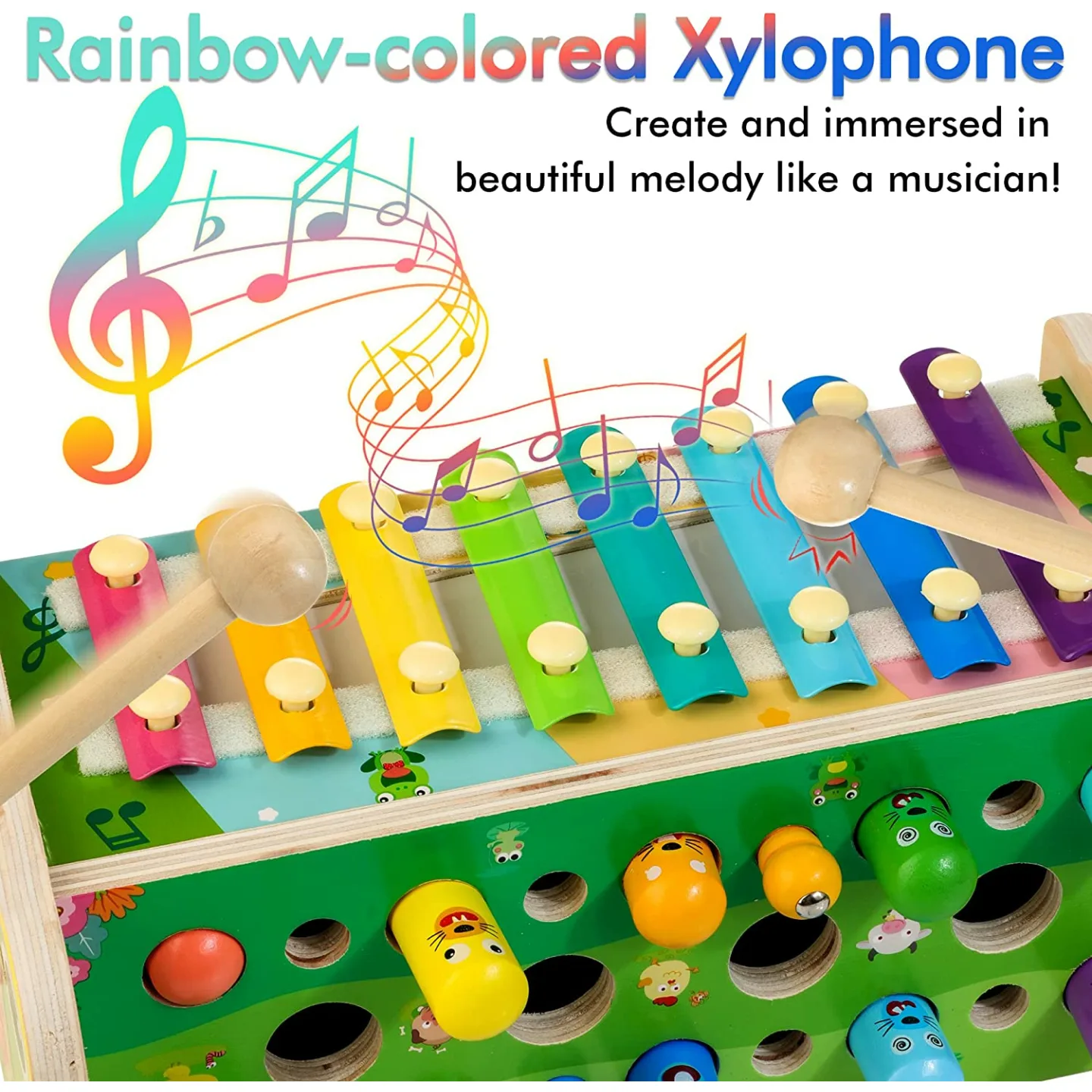 Montessori 6-in-1 Wooden Toy for Toddlers Ages 1-4