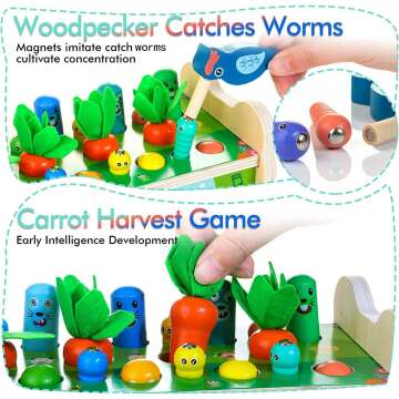 Montessori 6-in-1 Wooden Toy for Toddlers Ages 1-4