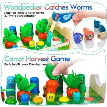 Montessori 6-in-1 Wooden Toy for Toddlers Ages 1-4