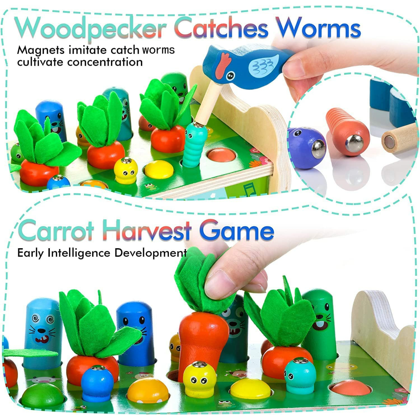 Montessori 6-in-1 Wooden Toy for Toddlers Ages 1-4