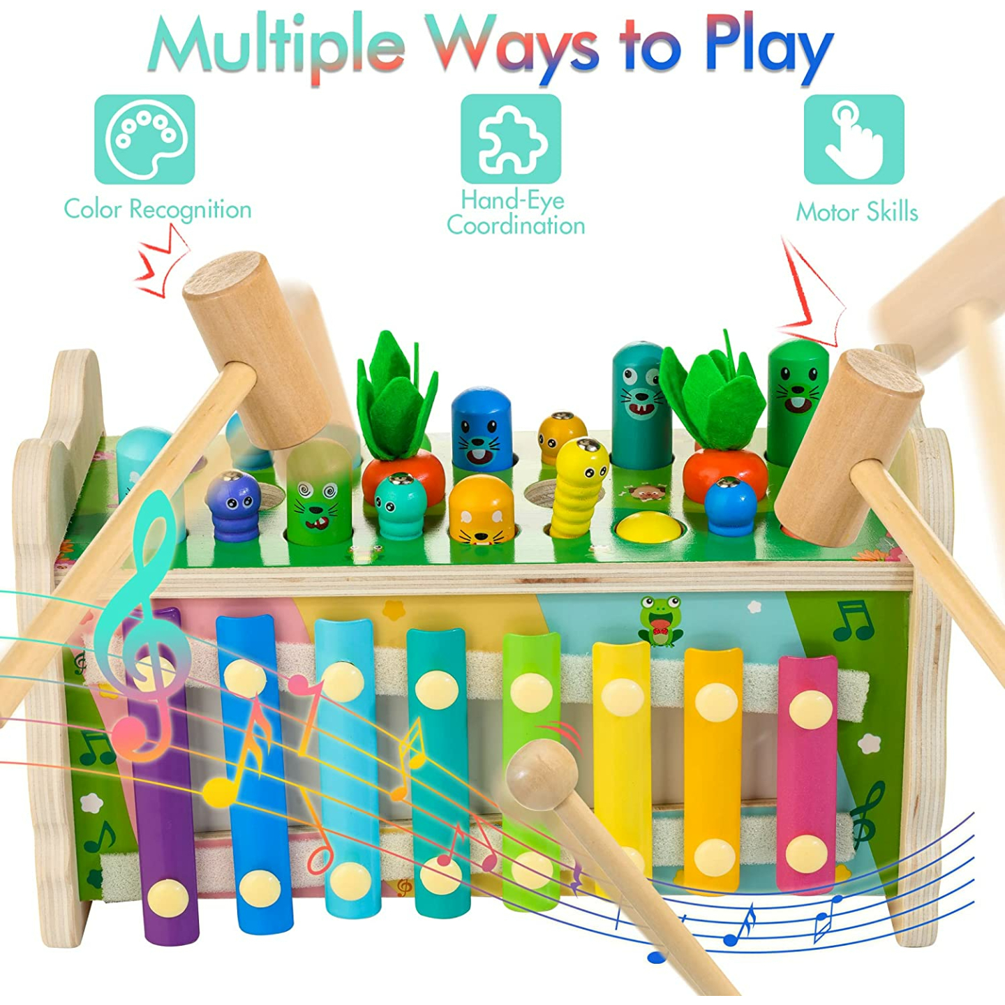 Montessori 6-in-1 Wooden Toy for Toddlers Ages 1-4