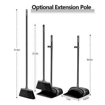 Broom and Dustpan Set with 52 Inch Long Handle for Easy Cleaning