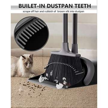 Broom and Dustpan Set with 52 Inch Long Handle for Easy Cleaning