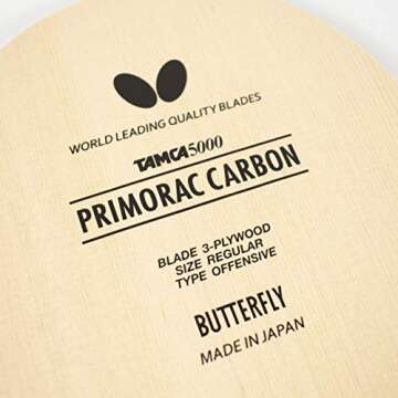 Butterfly Primorac Carbon Blade Table Tennis Blade - TAMCA 5000 Carbon Fiber Blade - Cypress Wood Fi...