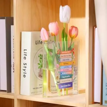 Personalized Acrylic Book Vase for Flowers: Custom Book Vase with Name &Birth Flower or Text, Clear ...