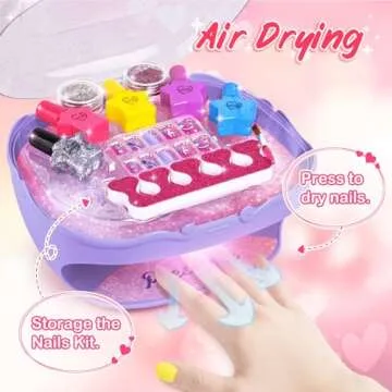 Shemira Nail Polish Kit for Girls Ages 7-12 Years Old, Nail Art Toy for Girls 5 6 7 8 9 10 11 12 Years Old, Nail Art Studio with Purple Nail Dryer for Girls, Christmas & Birthday Gifts for Girls