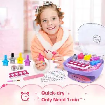 Shemira Nail Polish Kit for Girls Ages 7-12 Years Old, Nail Art Toy for Girls 5 6 7 8 9 10 11 12 Years Old, Nail Art Studio with Purple Nail Dryer for Girls, Christmas & Birthday Gifts for Girls