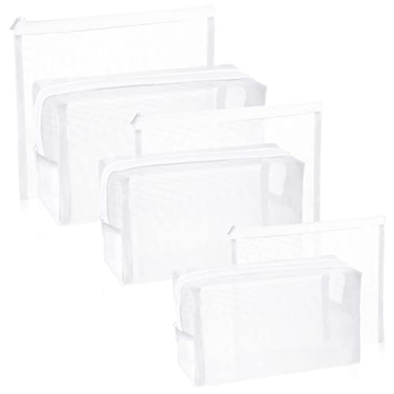 6 Pieces Mesh Makeup Bags Mesh Cosmetic Bag Portable Travel Organizing Zipper Pouch Toiletries Makeu...