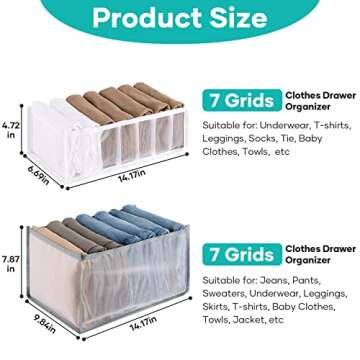 BHLVXCC Wardrobe Clothes Organizer 4 Pack Clothes Drawer Organizer for Jeans Shirts Organizers Close...