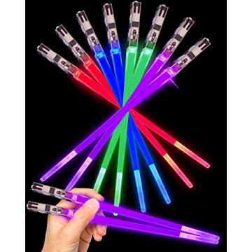 Light Up Lightsaber Chopsticks - 4 Colorful Pairs, Fun & Unique!