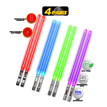 LED Lightsaber Chopsticks - 4 Colorful Pairs
