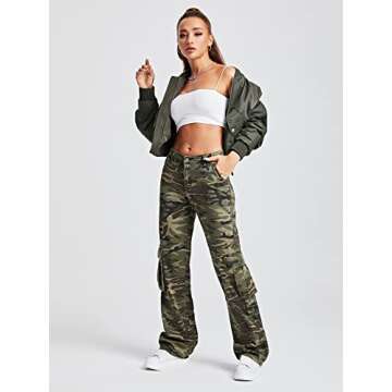 WDIRARA Women's Camo Cargo Baggy Jeans - Comfortable Style