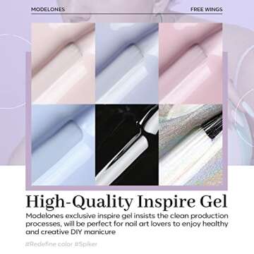 modelones Holographic Cat Eye Gel Nail Polish Set 6 Colors, Pastel Glitter Reflective Iridescent Rainbow Magnetic Manicure Kit Soft Nude Pink Blue Purple Black Shimmer Effect at Home Gift