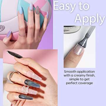 modelones Holographic Cat Eye Gel Nail Polish Set 6 Colors, Pastel Glitter Reflective Iridescent Rainbow Magnetic Manicure Kit Soft Nude Pink Blue Purple Black Shimmer Effect at Home Gift