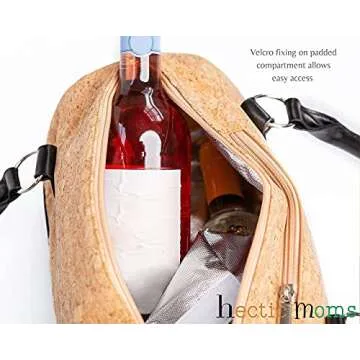 Wine Purse Tote - 2 Bottle Carrier Insulated Double Champagne or Wine Bag Women’s Clutch - padded Alcohol Holder Divider. Cute Fashion Tote has Picnic Beverage Cooler Compartment and corkscrew