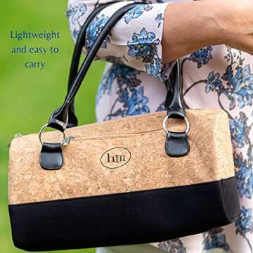 Wine Purse Tote - 2 Bottle Carrier Insulated Double Champagne or Wine Bag Women’s Clutch - padded Alcohol Holder Divider. Cute Fashion Tote has Picnic Beverage Cooler Compartment and corkscrew