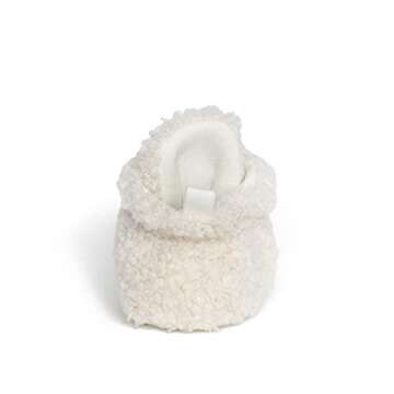 Robeez Baby Booties with Slip Resistant Soles - Sherpa Snap Booties Ivory, 6-12 Months