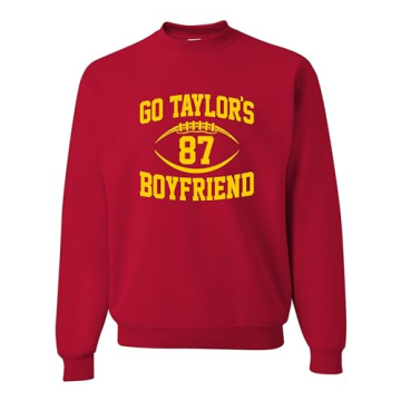 Medium Red Mens Go Taylor's Boyfriend Funny Football Sweatshirt Crewneck