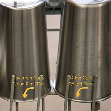 Heavy Duty Stainless Steel Tumblers Sanitary Rimless 16oz 4Pack by Caveman Cups