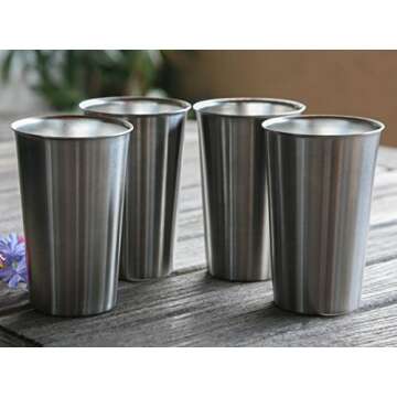 Heavy Duty Stainless Steel Tumblers Sanitary Rimless 16oz 4Pack by Caveman Cups