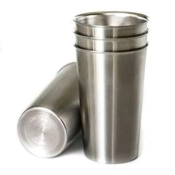 Heavy Duty Stainless Steel Tumblers Sanitary Rimless 16oz 4Pack by Caveman Cups