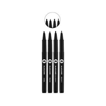 MOLOTOW Blackliner Pen 4-Pen Set 3 - Calligraphy, Chisel, Brush S & Round Tips, 1 Set Each