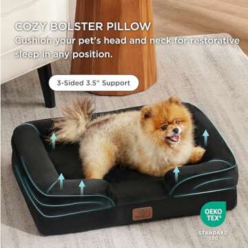 Comfortable Small Orthopedic Dog Bed - Washable Bolster Sofa