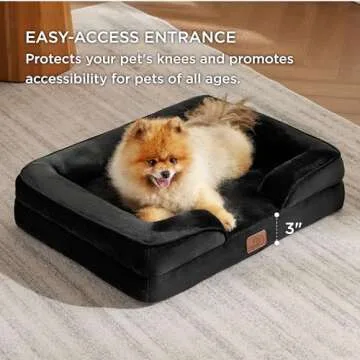 Comfortable Small Orthopedic Dog Bed - Washable Bolster Sofa