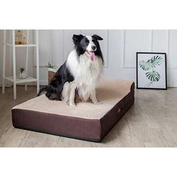 KOPEKS Jumbo Orthopedic Dog Bed - 7-inch Thick Memory Foam Pet Bed with Pillow with Removable Cover ...