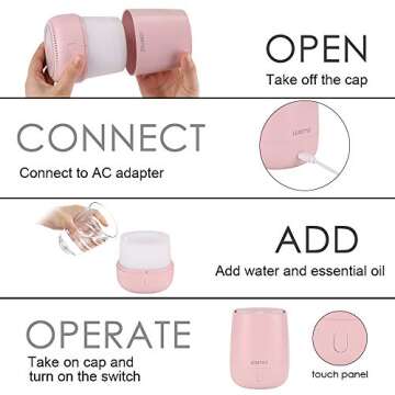 LEASTYLE Essential Oil Diffuser 120ml Portable Mini Aromatherapy Diffusers Cool Mist Vaporizer Humidifier with USB 7 LED Light Color Waterless Auto Shut-Off for Girls Home Office Bedroom Travel