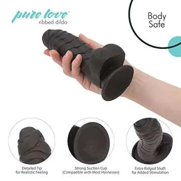 Pure Love 7 Inch Ribbed Silicone Dildo with Suction Cup