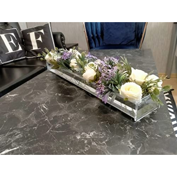24" Clear Acrylic Rectangular Flower Vase - Modern Table Centerpiece