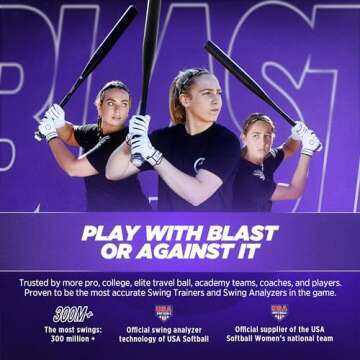 Blast Softball Swing Analyzer - Improve Your Swing at Every Level - Real-time Feedback, Swing Metrics, Video Capture Highlights, Track Performance (GEN3 Sensor)